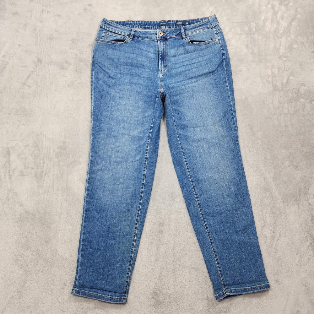 J Jill Jeans Womens 18 Blue Mid Rise Boyfriend Straight Leg Ankle Stretch